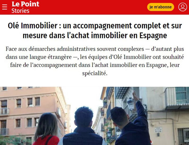 Apparition de Olé Immobilier dans Lepoint